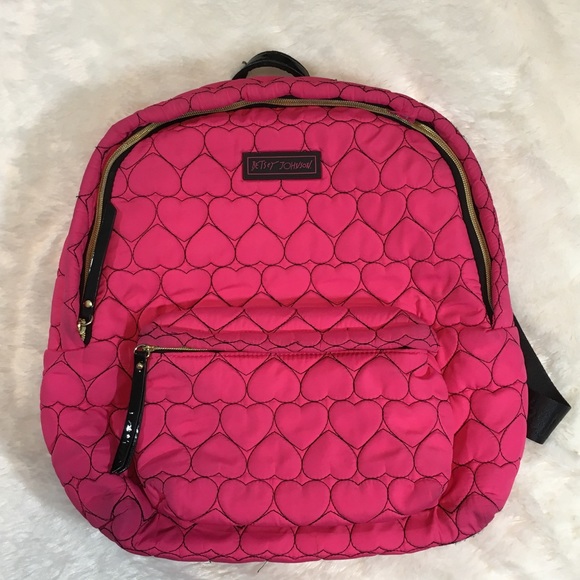 betsey johnson pink and black backpack